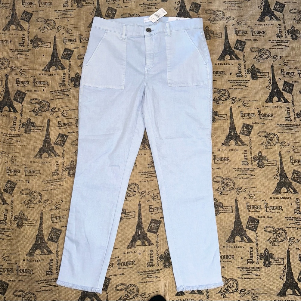 Loft NWT! Light Blue Pockets Skinny Crop Pants  Size 29 - Picture 3 of 16